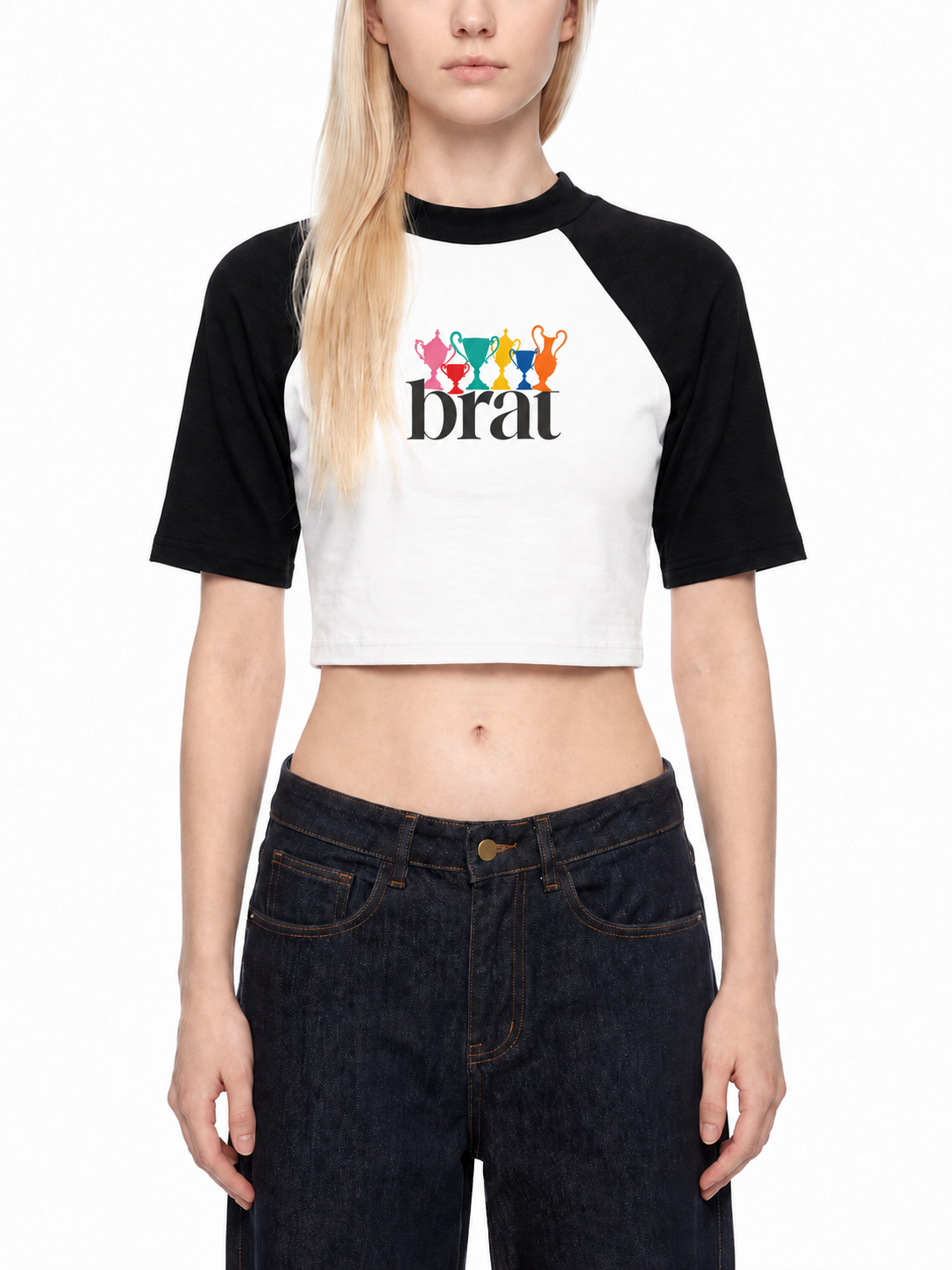 Women’s Color Block Raglan Crop Essential T-Shirt