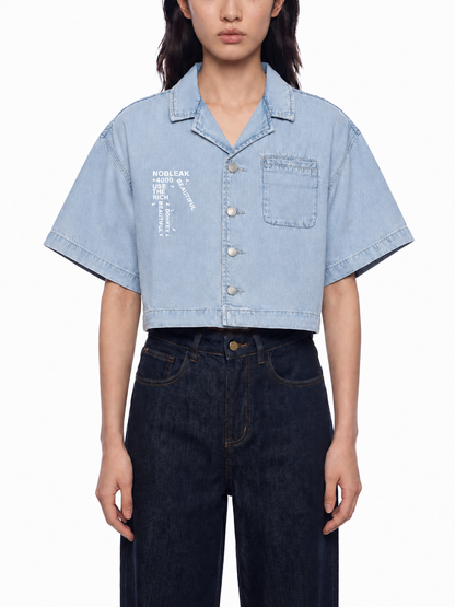 Women's Going out Vintage Wash Boxy Cropped Shirt