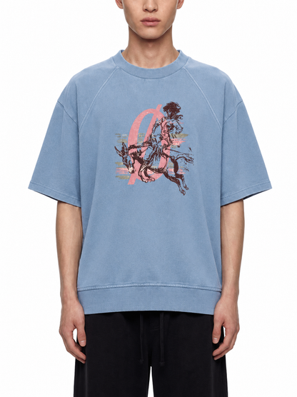 Unisex Street Vintage Wash Boxy Short Sleeve Sweatshirt