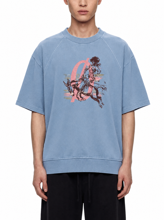 Unisex Street Vintage Wash Boxy Short Sleeve Sweatshirt