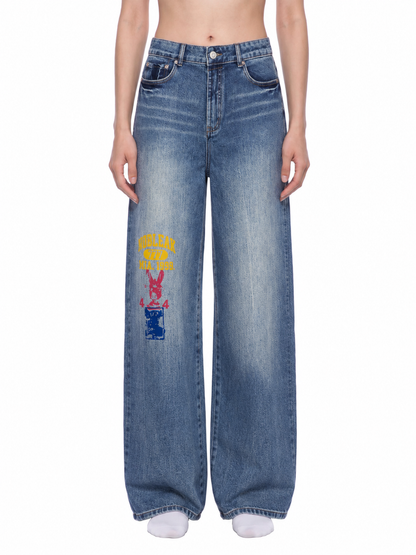 Unisex Sun Fade Heavyweight Street Denim Jeans