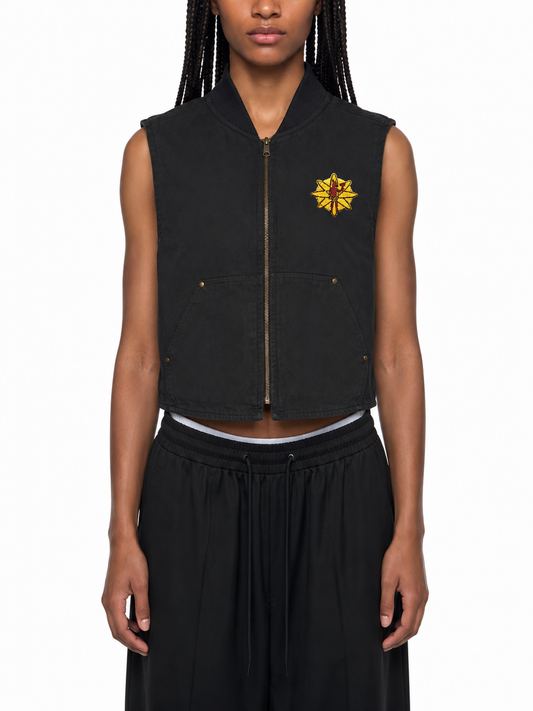 Embroidered Workwear Duck Cloth Jacket Vest — Durable Outdoor Utility Vest