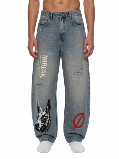 Men's Distressed Barrel Leg Jeans