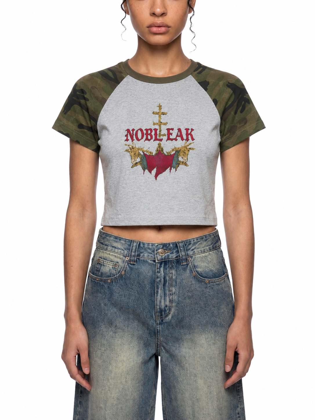 Women’s Camo Raglan Crop T-Shirt