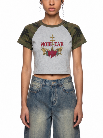 Women’s Camo Raglan Crop T-Shirt
