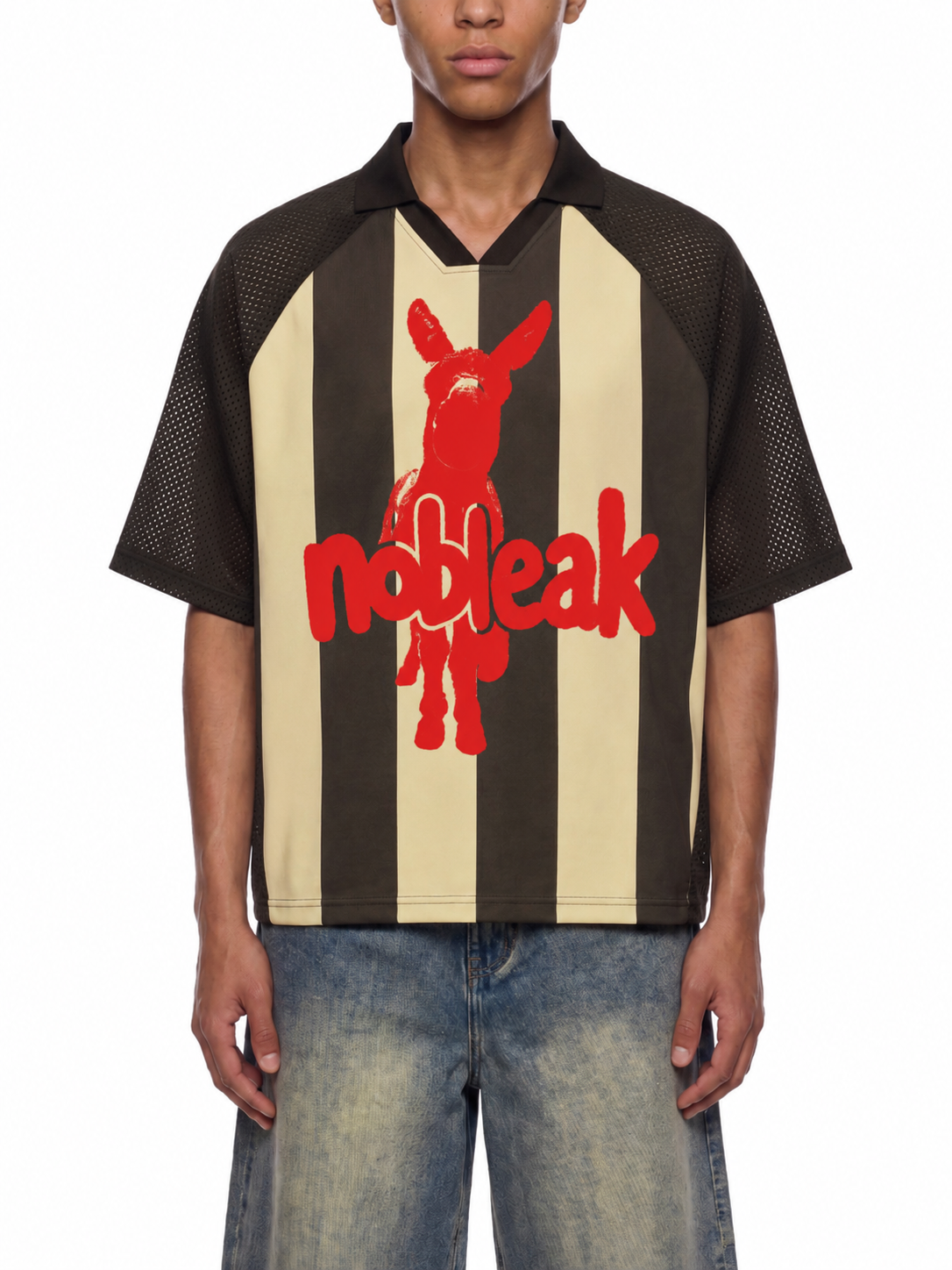 Unisex Striped Mesh Boxy Soccer Jersey