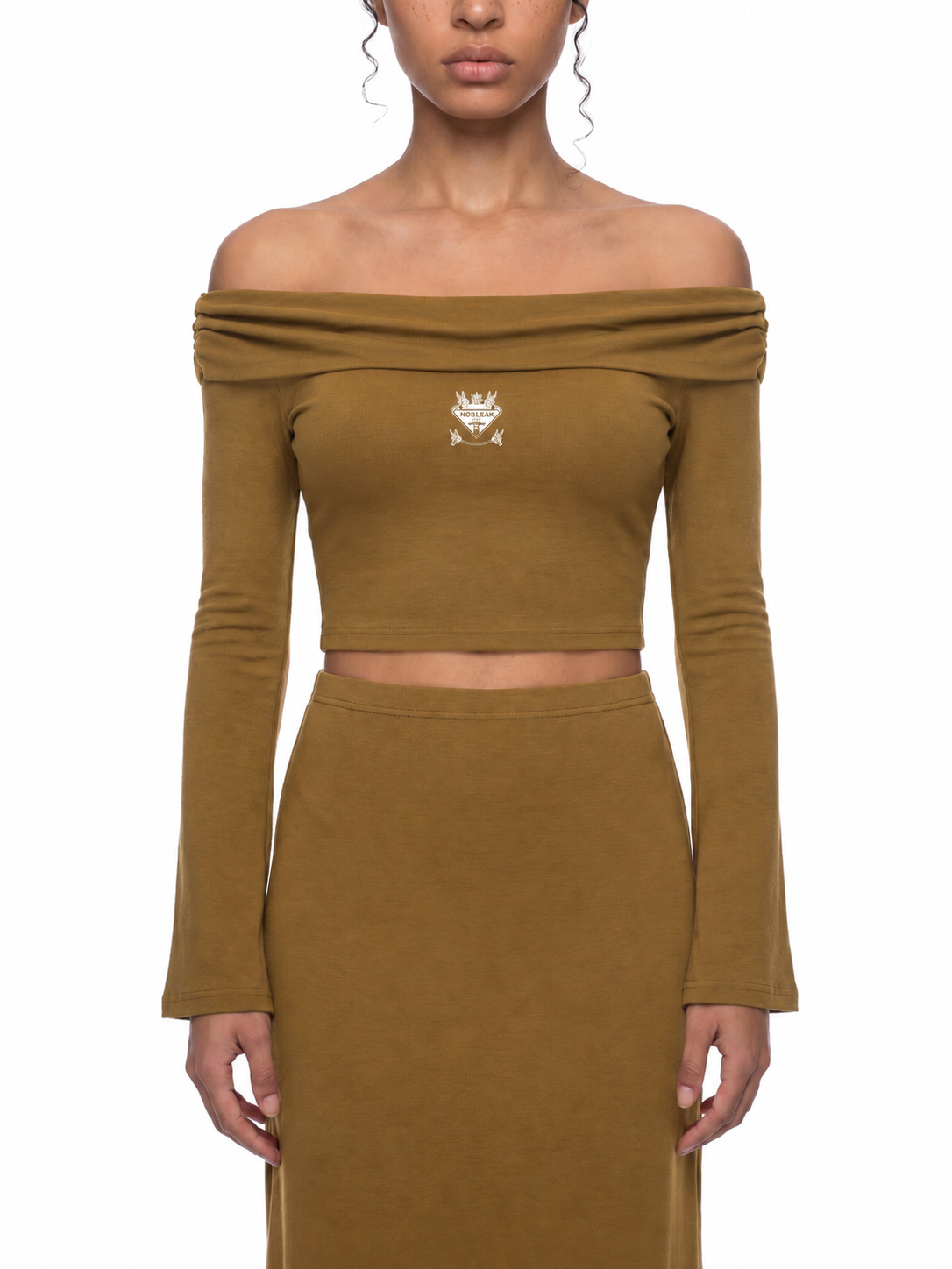 Women's Off-the-Shoulder Bell Sleeve Crop T-Shirt