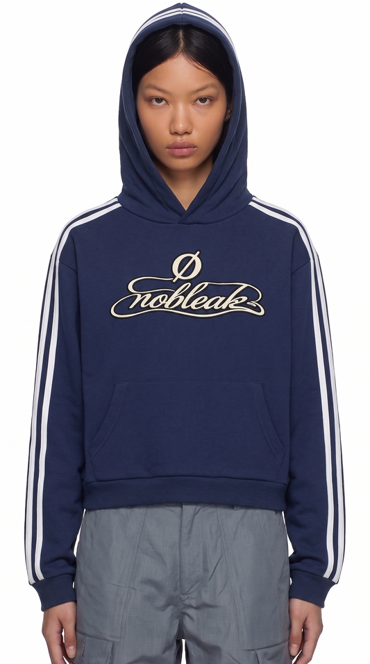 Contrast Side Stripe Cropped Hoodie
