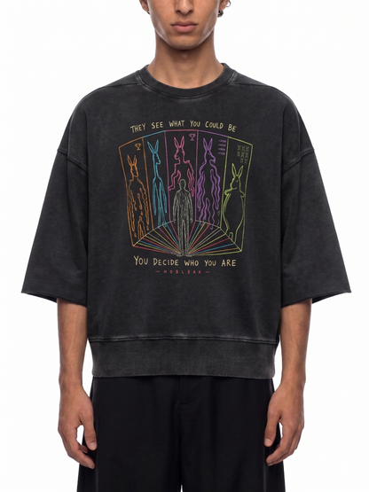 Unisex Mineral Wash Boxy Raw Edge T-Shirt