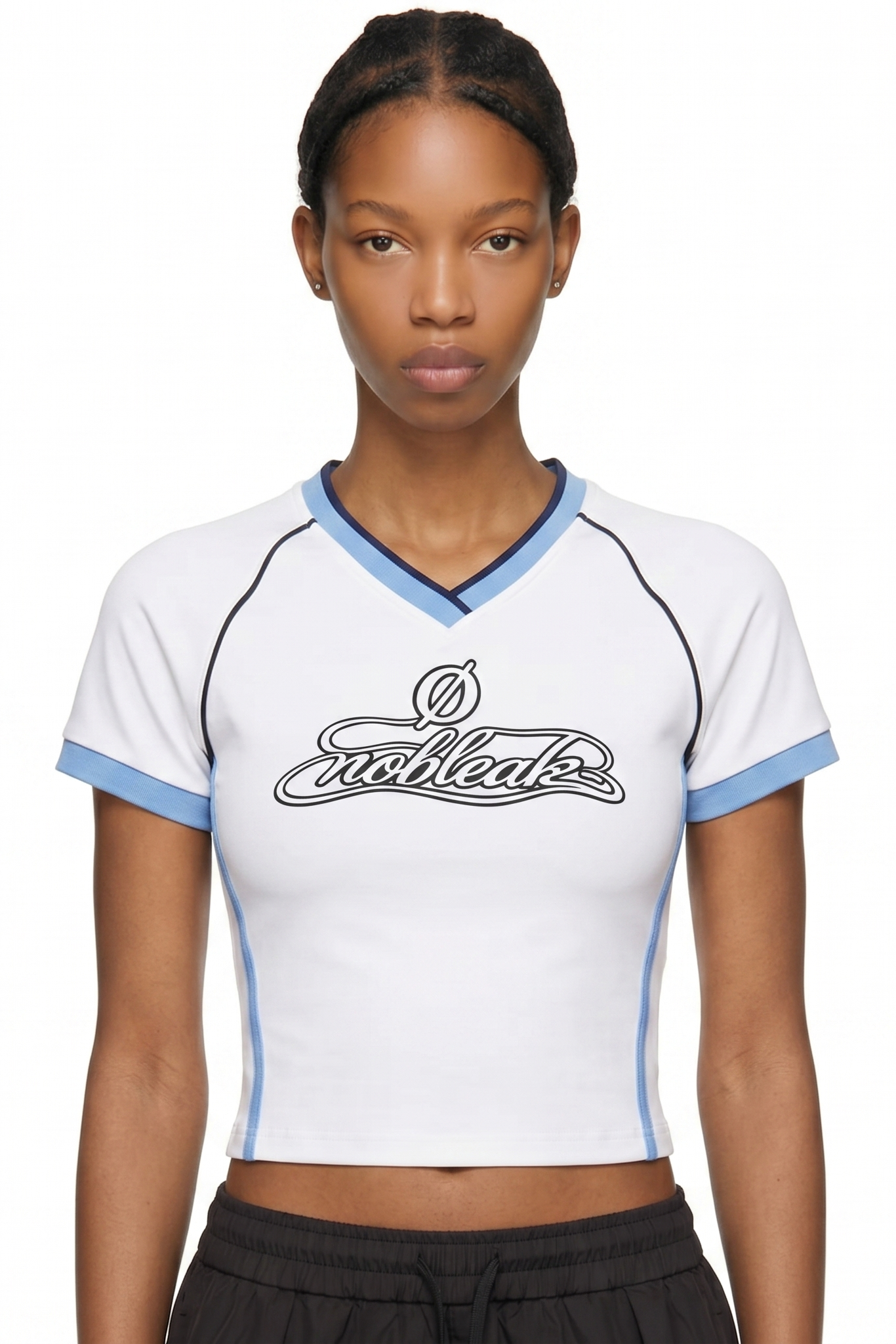 Women’s Contrast Trim V-Neck Crop T-Shirt