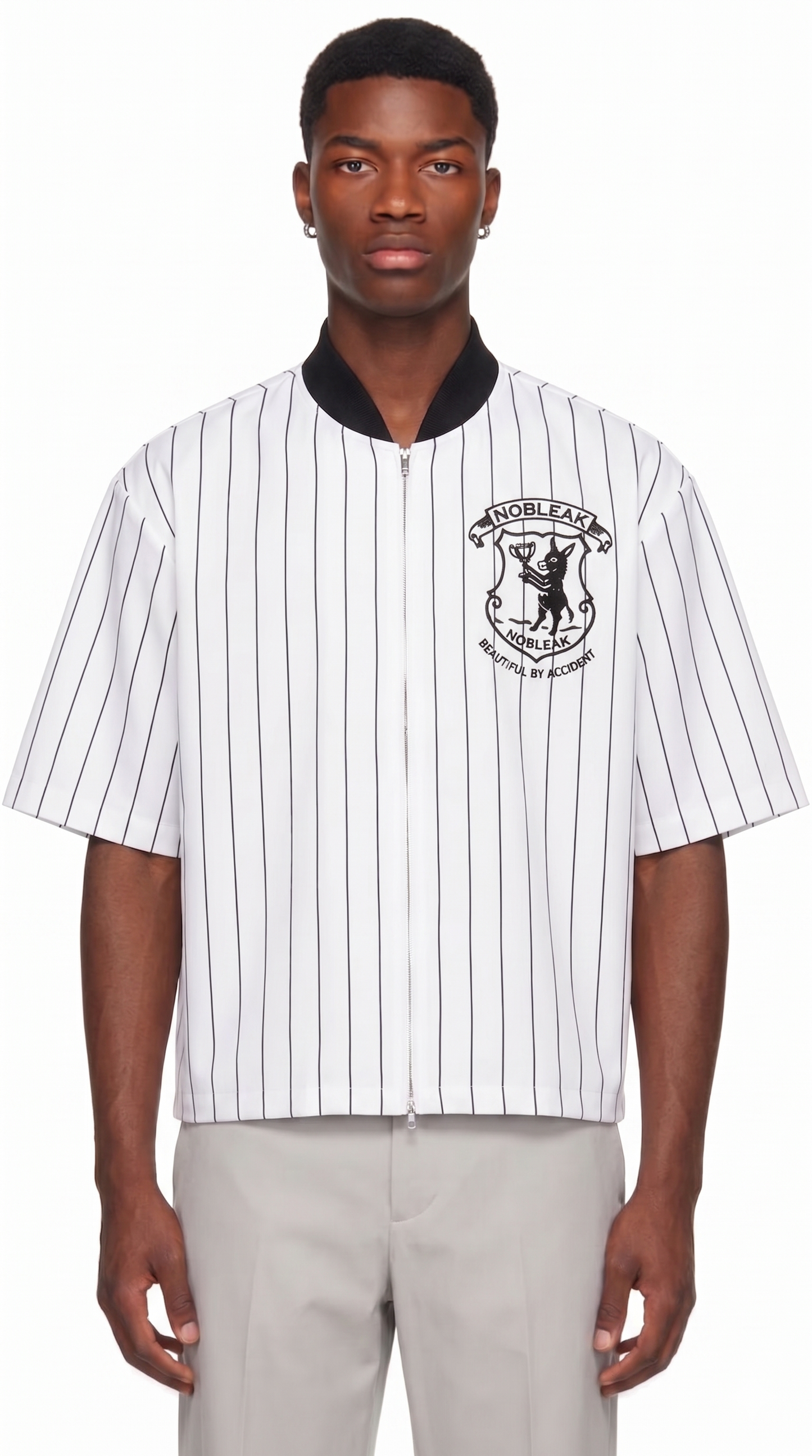 Unisex Striped Full-Zip Baseball Jersey