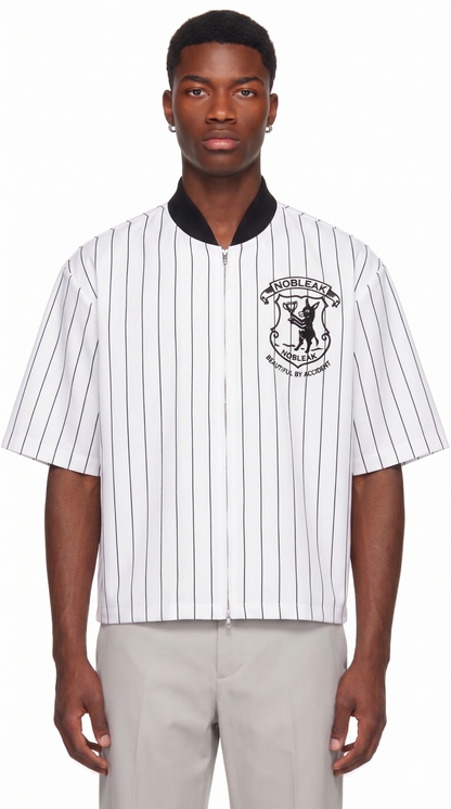 Unisex Striped Full-Zip Baseball Jersey