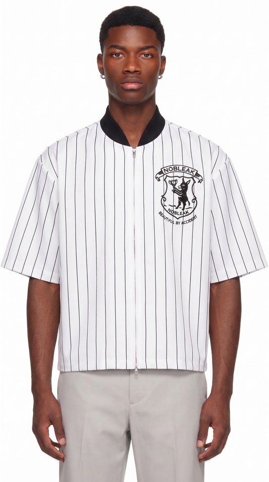 Unisex Striped Full-Zip Baseball Jersey