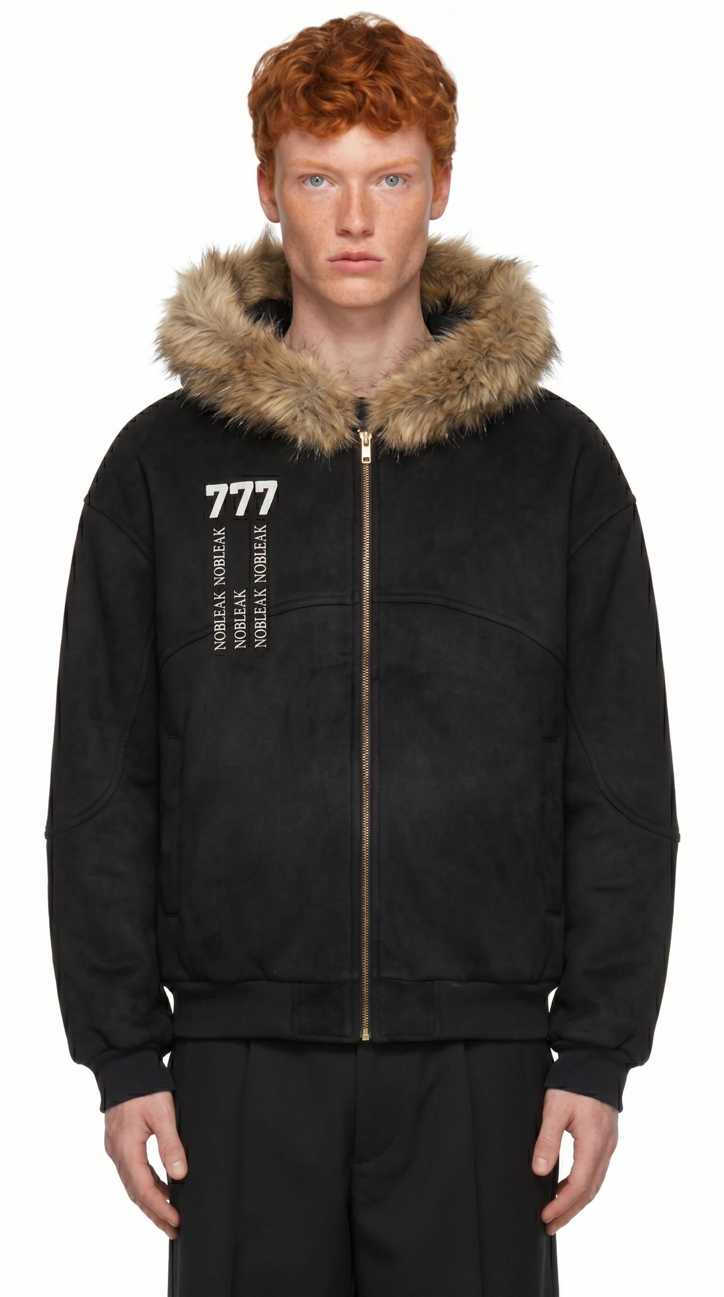 Sun Fade Boxy Detachable Fur Hoodie