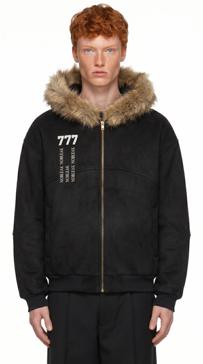 Sun Fade Boxy Detachable Fur Hoodie