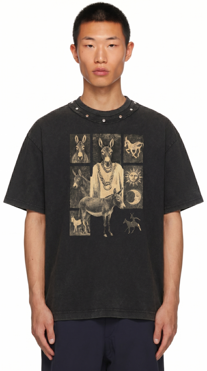 Men's  Washed Boxy Studded T-Shirt