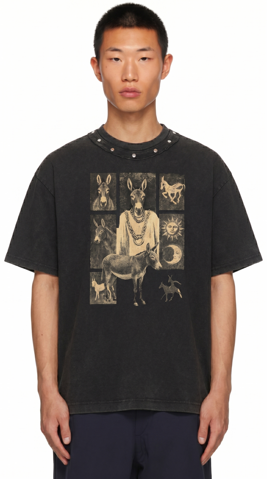 Men's  Washed Boxy Studded T-Shirt
