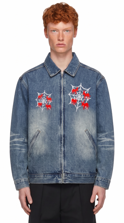 Vintage Wash Zip Up Denim Jacket