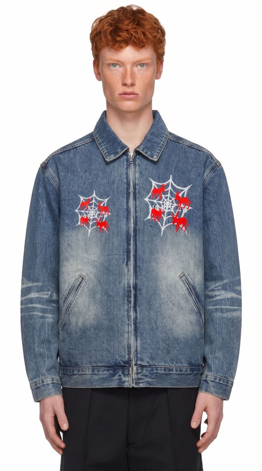 Vintage Wash Zip Up Denim Jacket