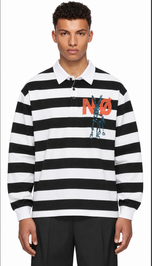 Unisex Color Block Stripe Statement Polo Shirt