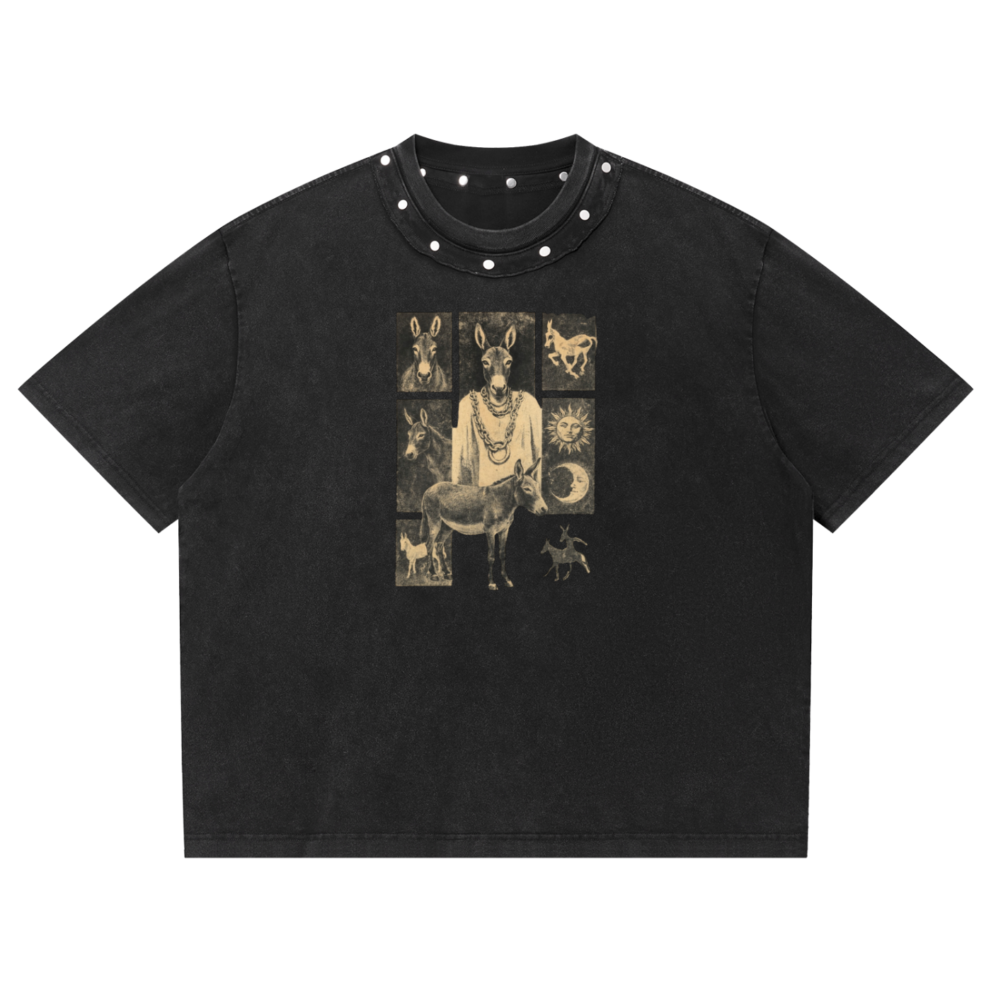 Men's  Washed Boxy Studded T-Shirt