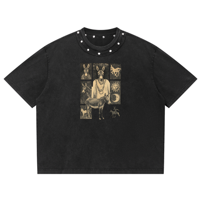Men's  Washed Boxy Studded T-Shirt