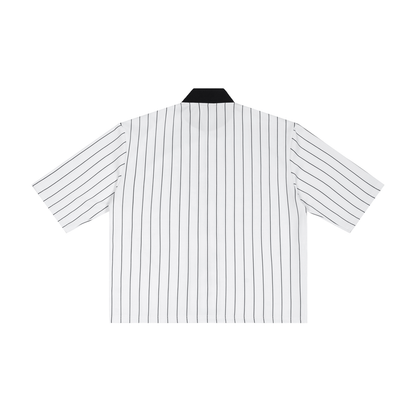 Unisex Striped Full-Zip Baseball Jersey