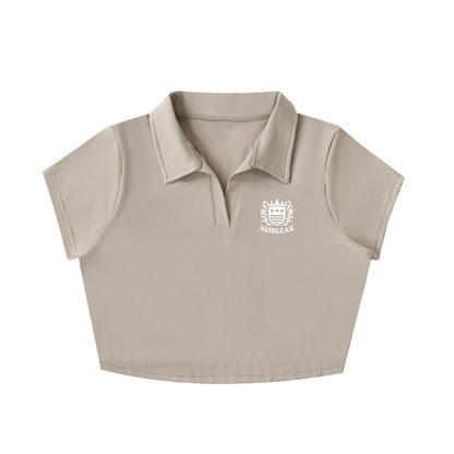 V-Neck Lapel Crop Top