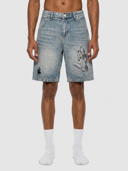 Men's Vintage Wash Denim Shorts
