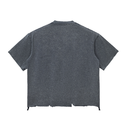 Men's  Snow Wash Raw-Hem Boxy T-shirt