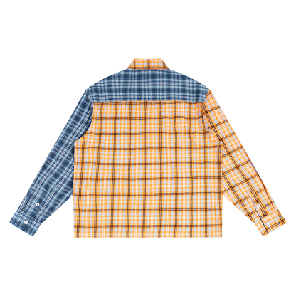 Unisex Oversized Plaid Color Block Shirt