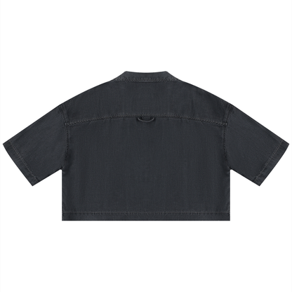 Women's Going out Vintage Wash Boxy Cropped Shirt