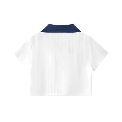 Women’s Contrast Collar Striped Cropped Jersey