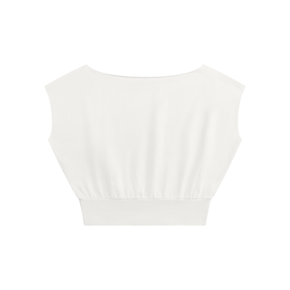 Women’s Boatneck Raw Edge Crop T-Shirt (Going out )