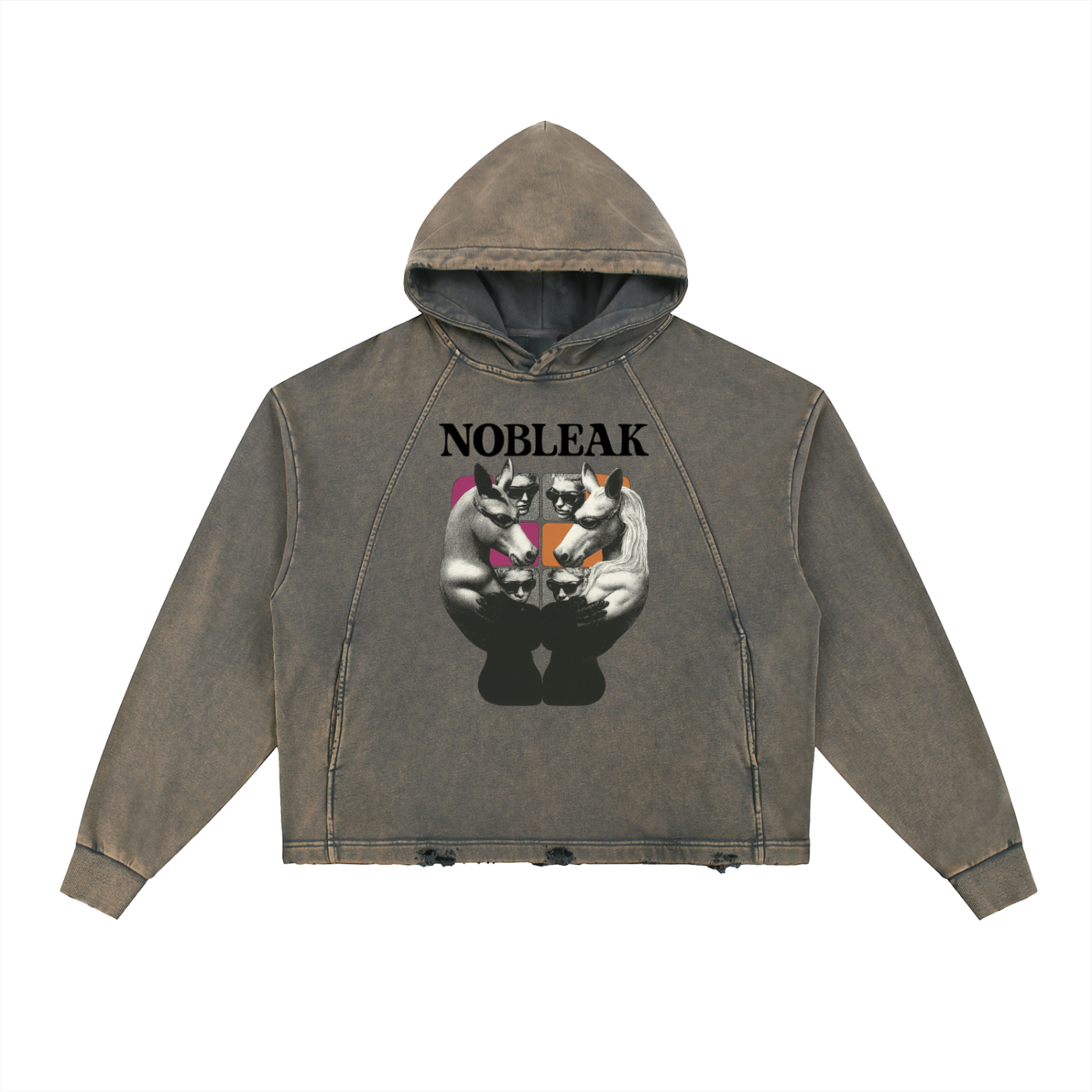 Vintage Washed Frayed-Hem Hoodie