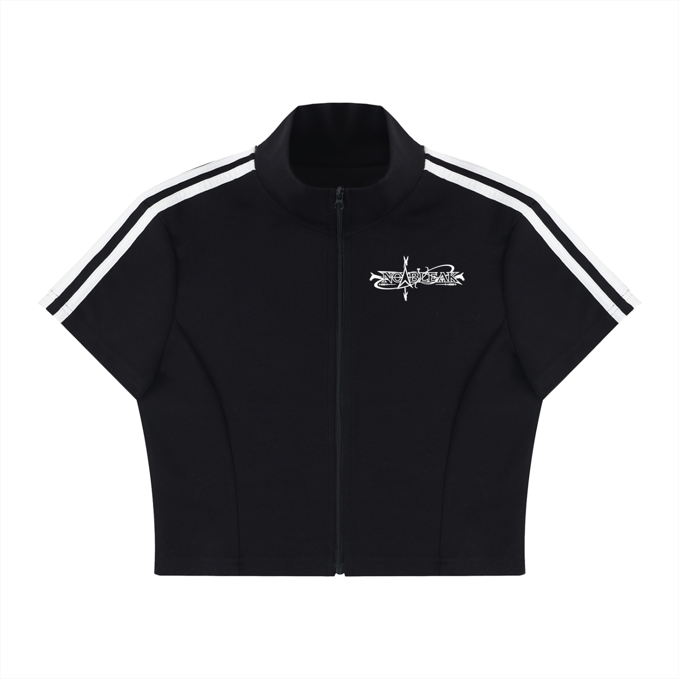 Women's Cropped Full Zip Short Sleeve T-Shirt
