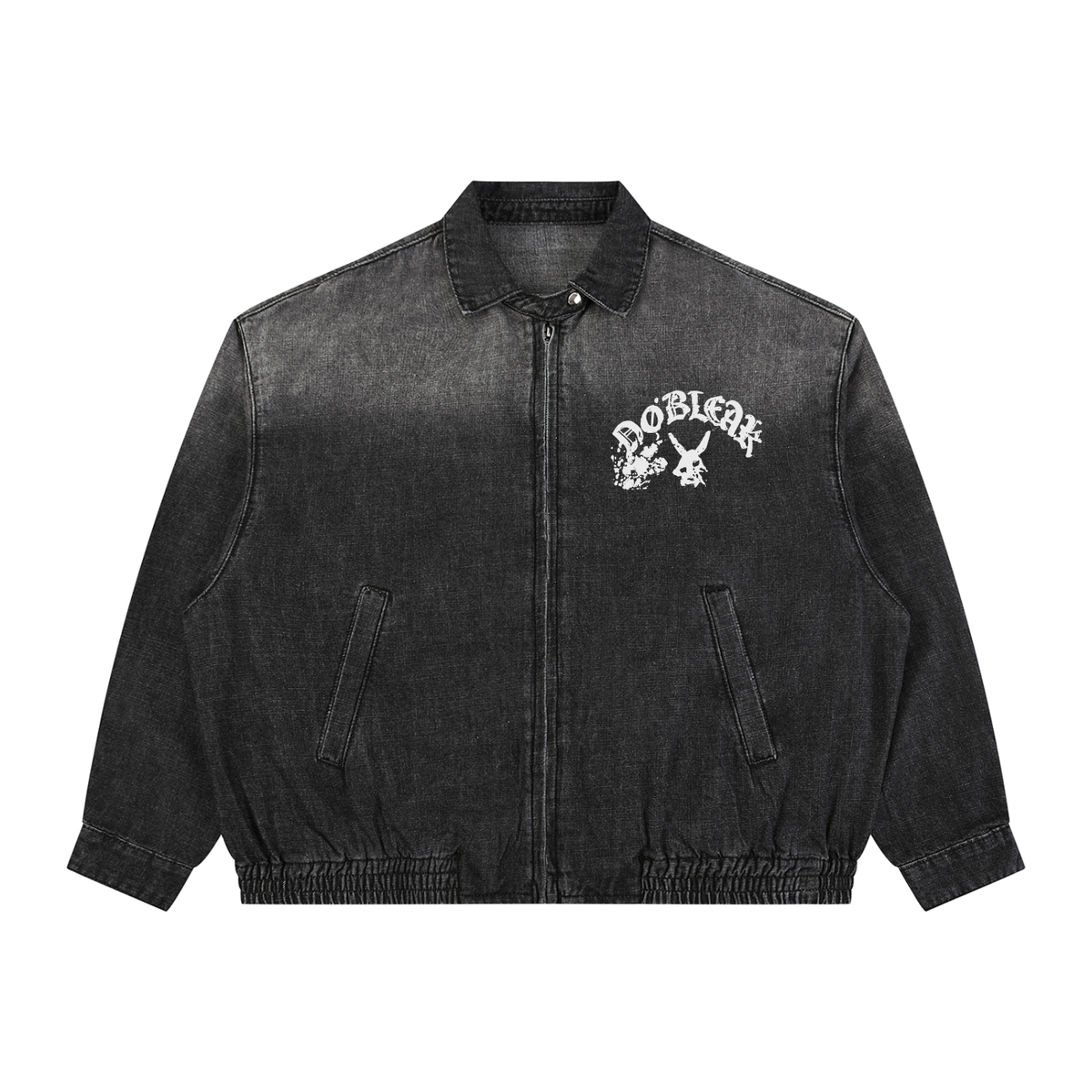 Unisex Vintage Wash Full-Zip Denim Going out Jacket