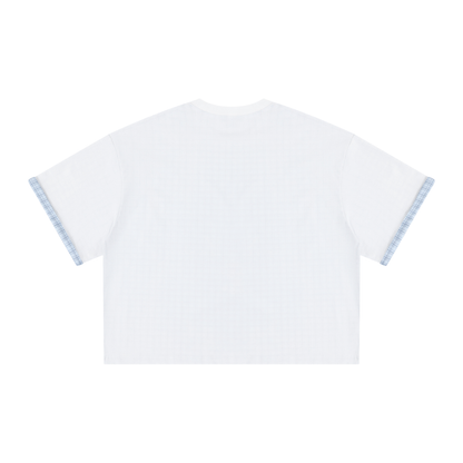 Unisex Boxy Plaid-Lined Double-Face T-Shirt