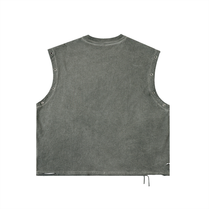 Men's Distressed Grommet Eyelet Tank Top
