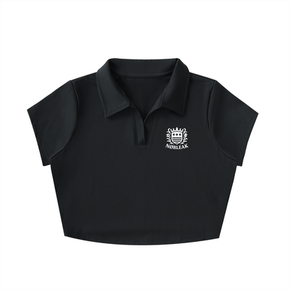 V-Neck Lapel Crop Top