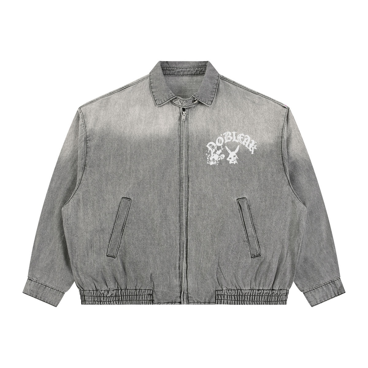 Unisex Vintage Wash Full-Zip Denim Going out Jacket
