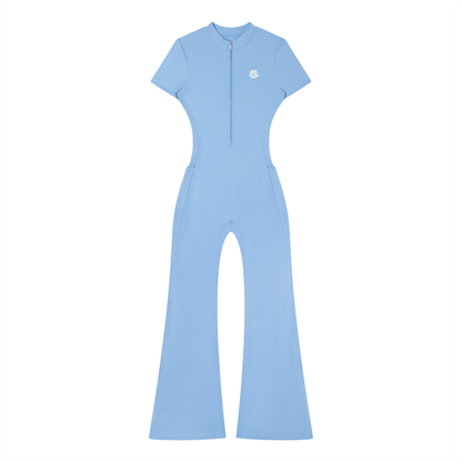 Women’s Tight Flared Leg Quarter-Zip Jumpsuit