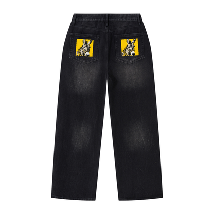 Men's Street Vintage Wash Wide Leg Jeans