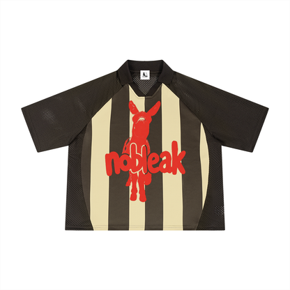 Unisex Striped Mesh Boxy Soccer Jersey