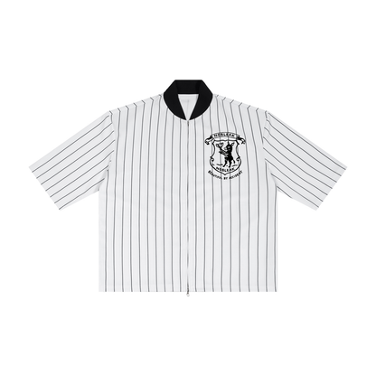Unisex Striped Full-Zip Baseball Jersey