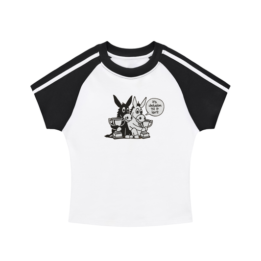 Women's Contrast Stripes Bodycon Raglan  Sleeve T-Shirt