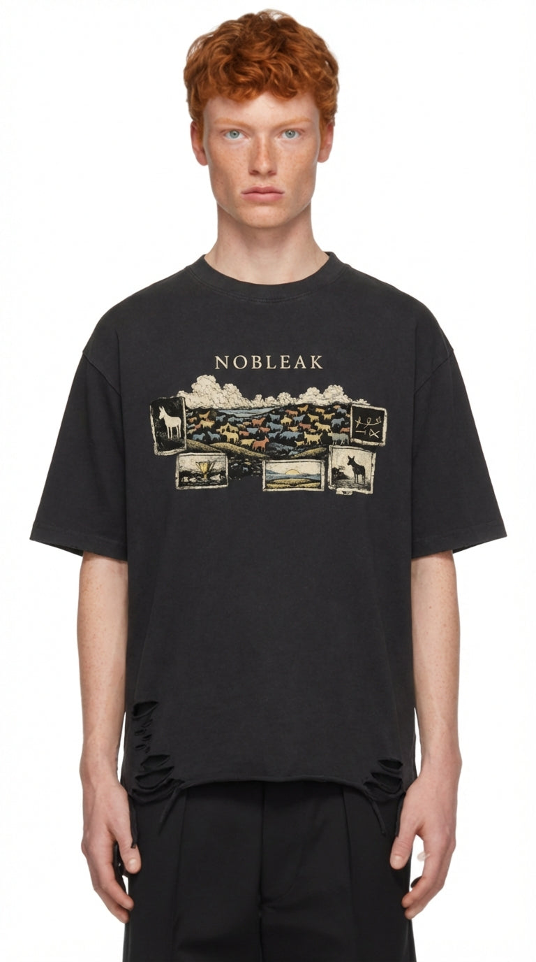 Men's Snow Washed Raw-Hem T-Shirt