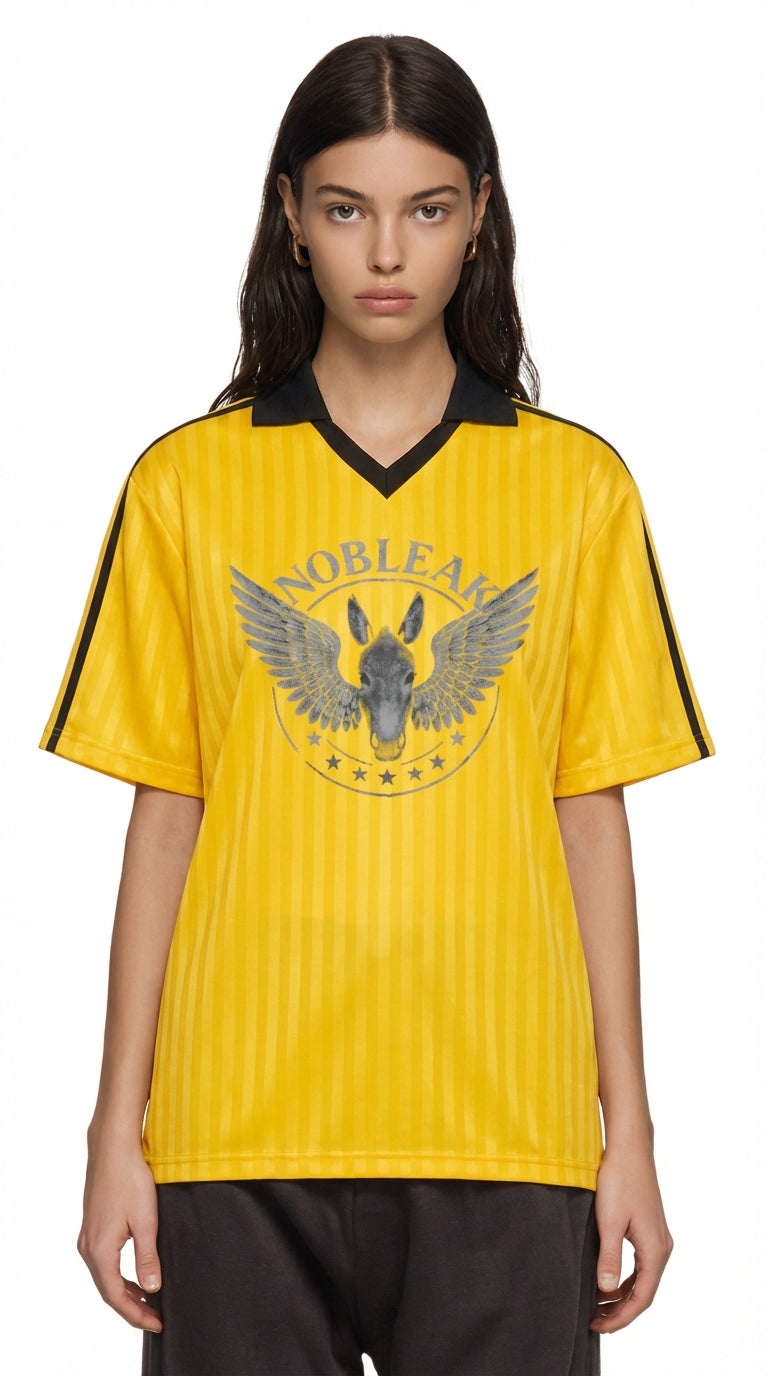 Unisex Contrast Collar Striped Soccer Jersey