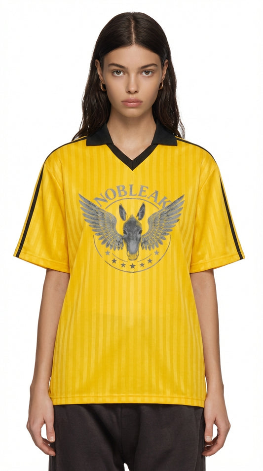 Unisex Contrast Collar Striped Soccer Jersey