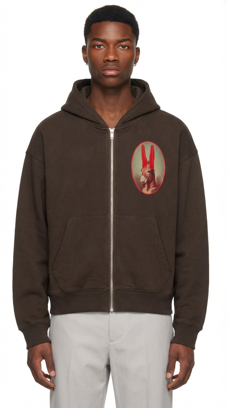 Fleece Zip-Up Boxy Hoodie